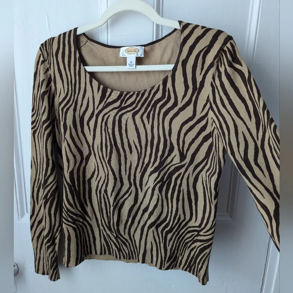 Talbots Animal Print Prima Cotton Sweater - Size M - Picture 5 of 7